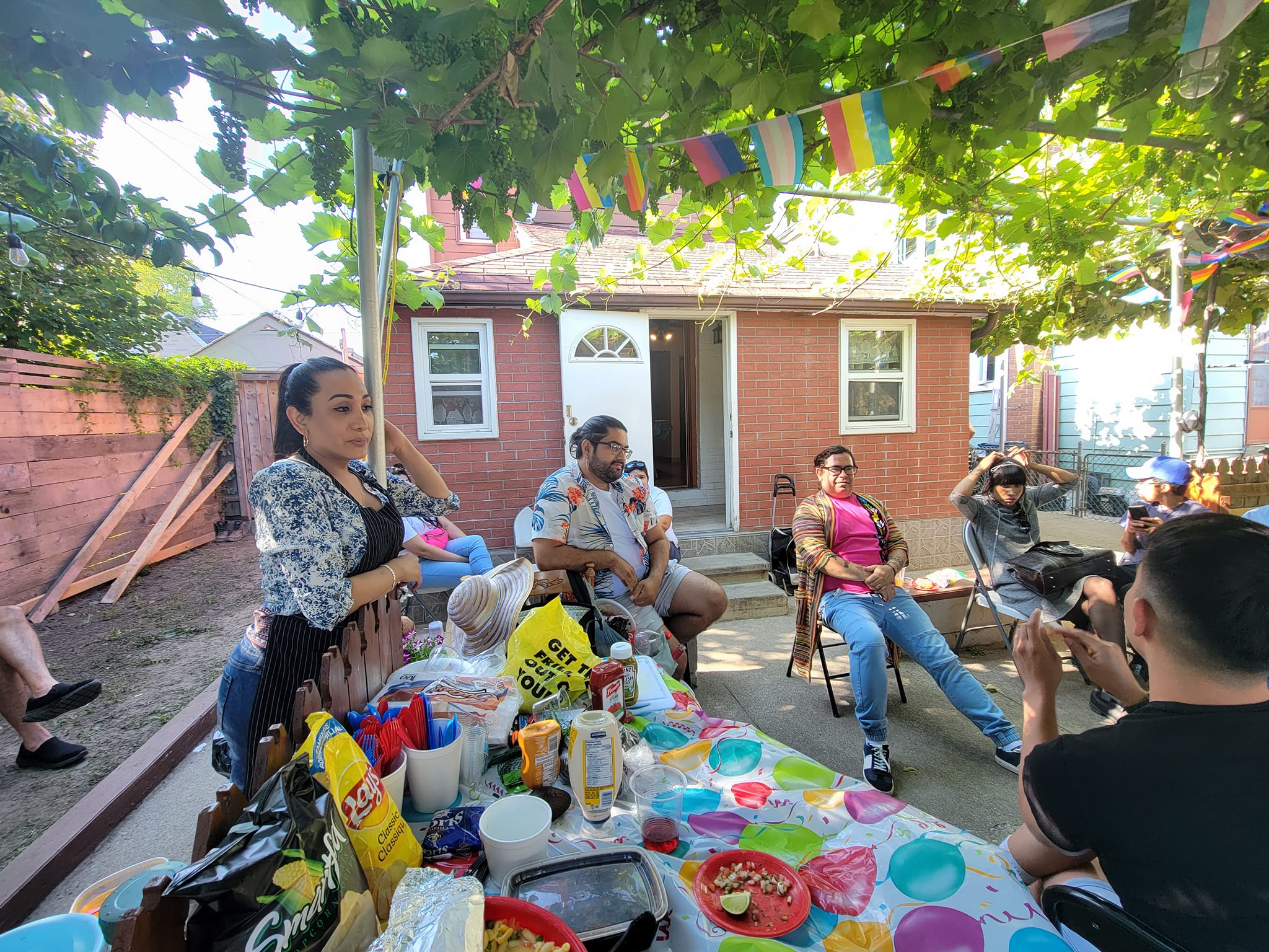 Casual backyard potluck gathering