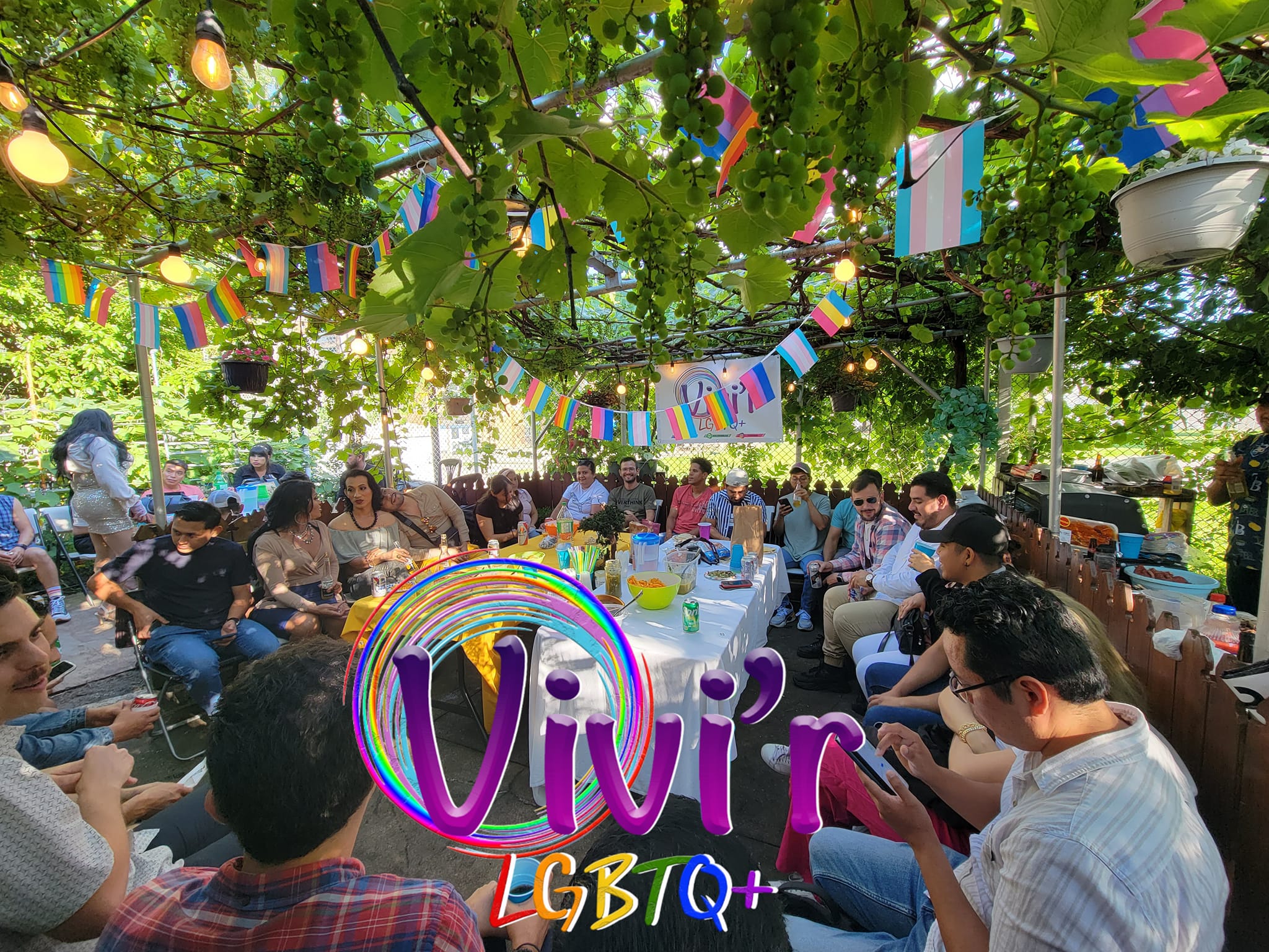 Summer garden party with pride flags