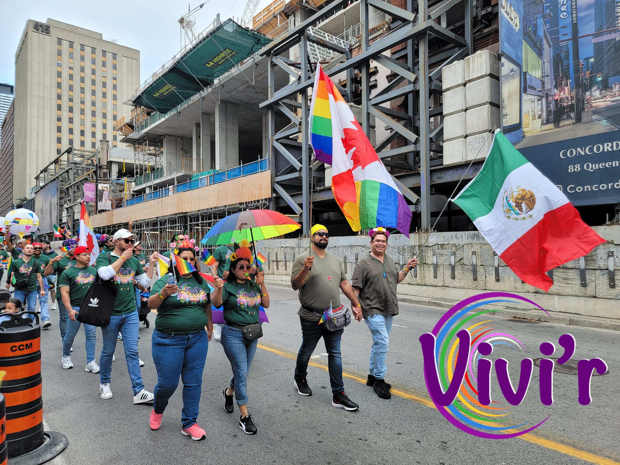 Canada and Mexico flags at the pride parade
