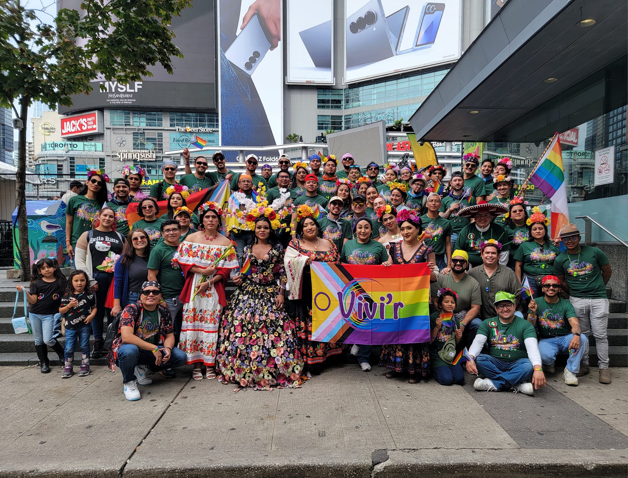 VIVI'R LGBTQ+ group at Dundas Square during Pride