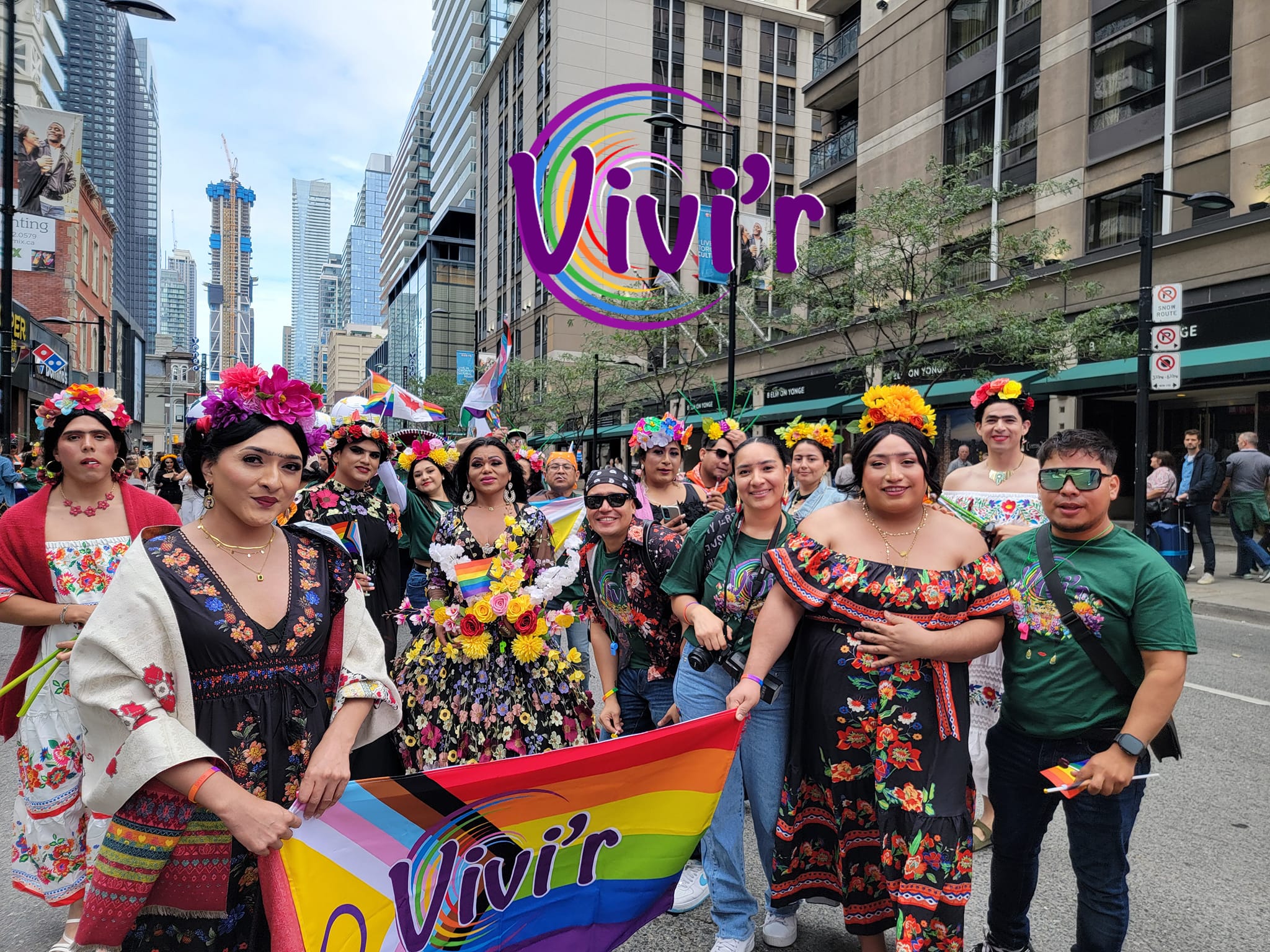 Traditional Mexican dresses at the Pride parade