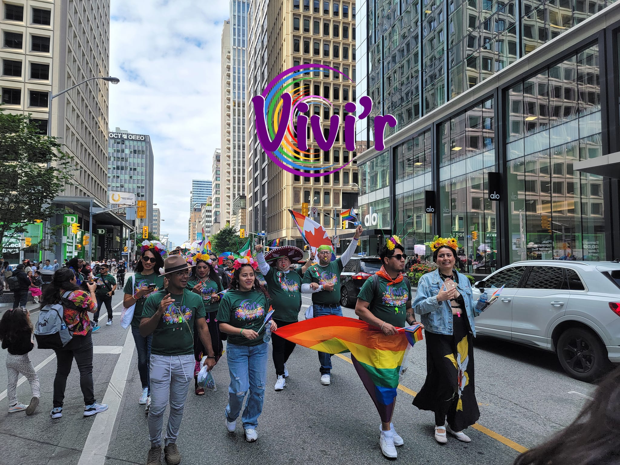 VIVI'R LGBTQ+ rainbow flag at the Pride parade