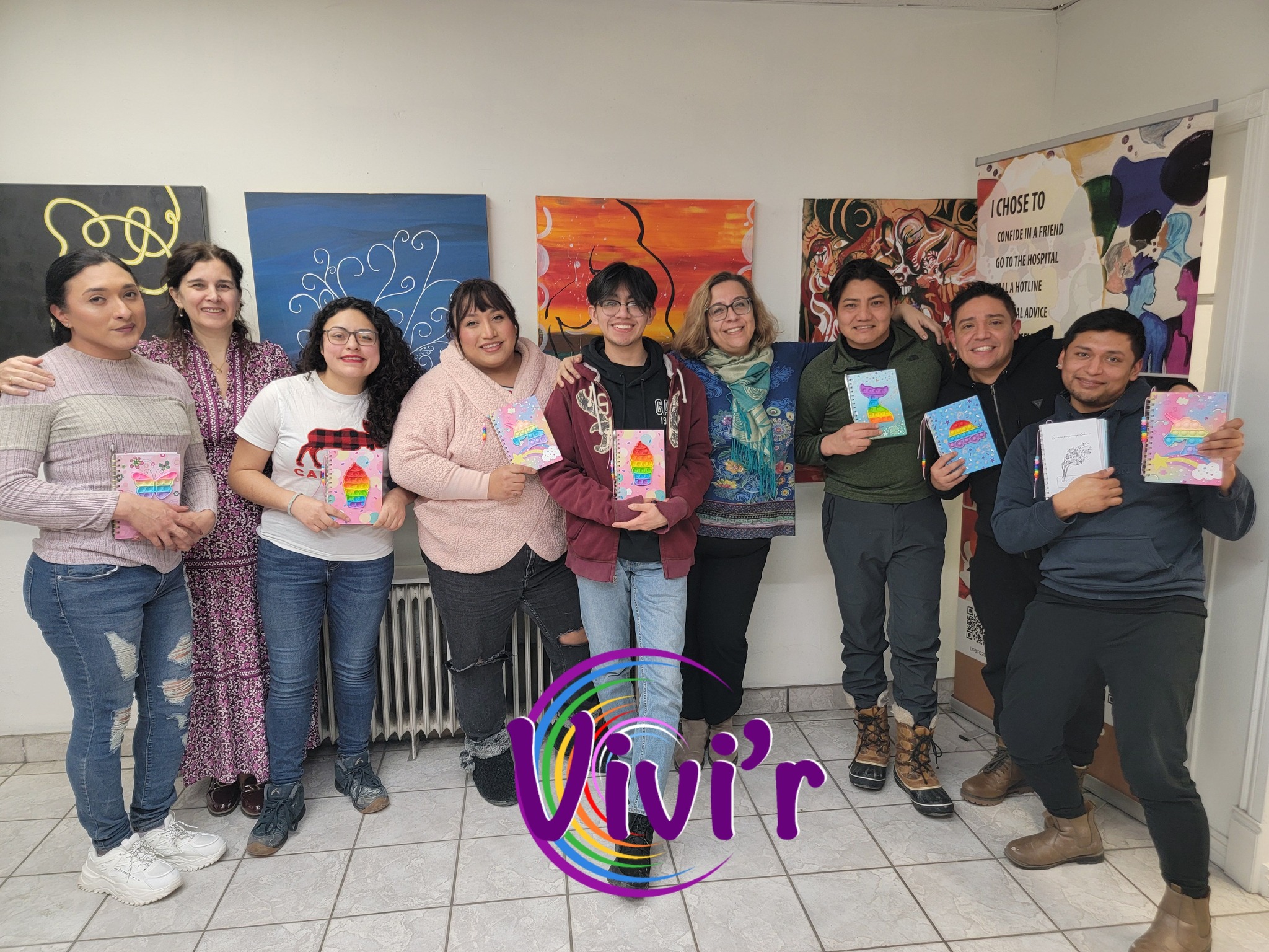 Art workshop with colorful books