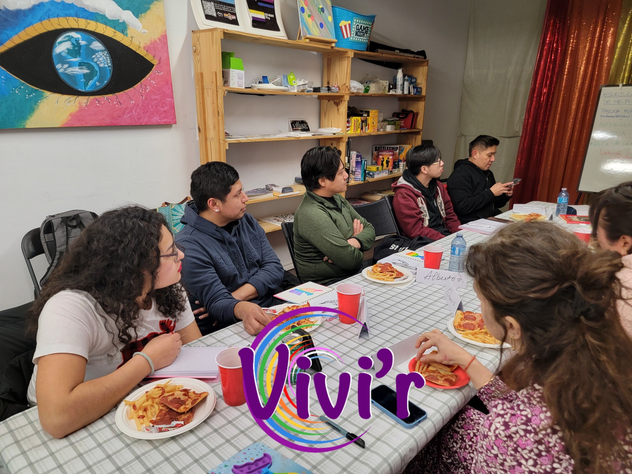 Workshop participants sharing a meal