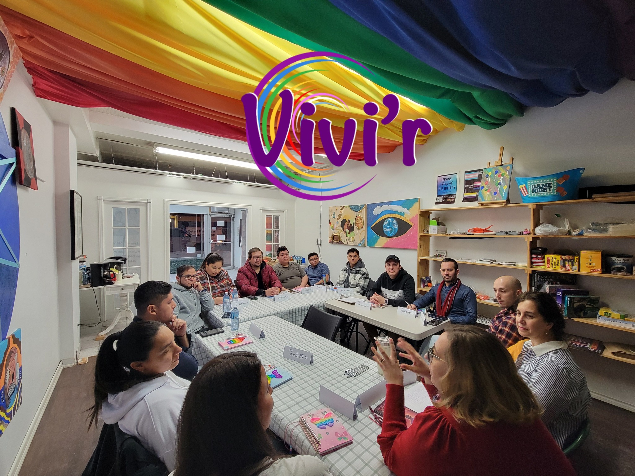 Workshop with a rainbow flag mandala